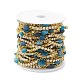 Brass Cubic Zirconia Link Chains with Natural Lapis Lazuli Beads CHS-P016-37G-02-4