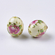 Flower Picture Printed Resin Beads RESI-J020-A09-1