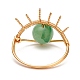 女性のための天然グリーン アベンチュリン リング セット  真鍮のパーツでナザールボンジュウの指輪  usサイズ4 3/4(15.4mm) RJEW-TA00007-03-6