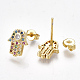 Brass Micro Pave Cubic Zirconia(Random Mixed Color) Ear Studs EJEW-S201-98-2
