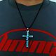 Luminous Glow In The Dark Alloy Cross with Snake Pendant Necklace with Leather Cord LUMI-PW0006-62-2