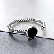Регулируемые кольца-манжеты из серебра [925] пробы с родиевым покрытием и эмалью на палец RJEW-FF0008-007P-4