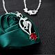 Silver Plated Brass Cubic Zirconia Heart Pendant Necklaces BB03284-A-3