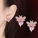 Boucles d'oreilles en laiton avec zircons cubiques roses à micro pavé EJEW-BB64125-2