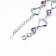 Heart & Rhombus Natural Amethyst Link Chain Bracelet BJEW-BB43492-A-3