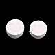 手作り樹脂粘土ビーズ  笑顔とフラットラウンド  ピンク  9~10x4mm  穴：1.2~1.6mm CLAY-N011-64-10-1