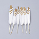 ゴールドメッキ羽毛の衣装アクセサリー  ホワイト  125~145x12~20mm FIND-Q046-12-1