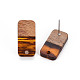 Fornituras para aretes de resina de dos tonos y madera de nogal MAK-N032-029-3