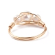 Copper Wire Wrapped Natural Cultured Freshwater Pearl Braided Bead Rings for Women RJEW-JR00434-6