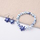 Perles de porcelaine starfish main nacrés étirer bracelets et boucles d'oreilles pendentif ensembles de bijoux SJEW-E061-01-1