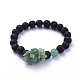 Natural Lava Rock Round Beads Stretch Bracelets BJEW-JB05118-05-1