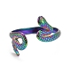 Rainbow Color Ion Plating(IP) 304 Stainless Steel Snake Wrap Open Cuff Ring for Women RJEW-A005-06-2