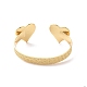 Bracelet manchette ouvert double coeur en laiton pour femme BJEW-P280-01G-3