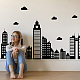Superdant City Buildings Sticker mural gratte-ciel nuages silhouettes pour murs autocollants en vinyle amovibles autocollants muraux pour chambre à coucher salon DIY-WH0228-762-4