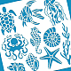 ベネクリートの海の生き物の絵のステンシル  カメタコクラゲ巻貝サンゴ海洋生物ステンシルテンプレート diy 工芸品スクラップブック壁家の装飾  30x30cm DIY-WH0391-0131-3