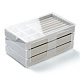 長方形のベルベットと木製のジュエリーボックス  プラスチックカバー付き3層  ポータブルジュエリー収納ケース  リングイヤリングネックレス用  銀  15.5x10.5x23.2cm VBOX-P001-A01-2