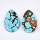 Pendentifs assemblés en bronzite naturelle et turquoise synthétique G-S329-076-2