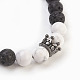 Bracelets de perles tressées en pierre de lave naturelle et howlite BJEW-JB03806-6
