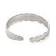 304 Stainless Steel Feather Cuff Bangles BJEW-G694-01P-3