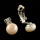 Halb runden natürlichen Perlen Ohrclips EJEW-R106-04-2