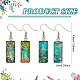 FIBLOOM 2 Pairs 2 Colors Glass Rectangle with Leaf Dangle Earring EJEW-FI0001-16-2