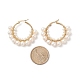 Natural Pearl Beaded Hoop Earrings EJEW-TA00156-5