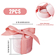 HOBBIESAY 2Pcs Round Velvet Ring Box Ring Case With Ribbon 5.4x5.9cm Pink Display Bracelets Box Luxurious Jewelry Storage Box for Earring Necklace Pendant Jewelry Wedding Engagement CON-WH0087-86-2