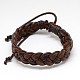 Bracelets en cuir et cordon ciré tressé de style décontracté unisexe BJEW-L297-10-1