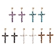 Boucles d'oreilles pendantes en forme de croix avec pierres précieuses mélangées naturelles EJEW-JE05200-1