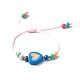 Simpatico braccialetto di perline di legno a forma di cuore per bambini BJEW-JB06753-04-4