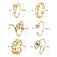 6pcs 6 estilos de latón ajustable micro pave anillos de puño de circonita cúbica transparente RJEW-LS0001-29G-3