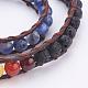 Two Loops Natural Gemstone Wrap Bracelets BJEW-JB03287-2