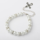 Cross Glass Pearl Beads Bracelets X-BJEW-JB01421-01-1