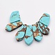 Assembled Bronzite and Synthetic Turquoise Beads Strands G-P297-K01-3