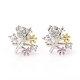 Brass Micro Pave Clear Cubic Zirconia Ear Studs EJEW-G281-08P-1
