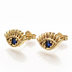 Brass Micro Pave Blue Cubic Zirconia Stud Earrings EJEW-S208-014-2