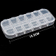 プラスチックネイルアートデコレーション収納ボックス  12のコンパートメント  長方形  透明  12.5x5x1.5cm MRMJ-T010-131-4
