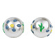 ABSプラスチックパール調ビーズ  エナメル  花の丸  淡い茶色  12x11mm  穴：2mm KY-N015-96-4