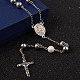 Cruz crucifijo 304 de acero inoxidable collares de abalorios del rosario NJEW-O096-33A-2