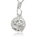 Silver Color Plated Brass Hollow Round Cage Pendants KK-J226-08S-2