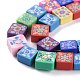 Handmade Flower Printed Polymer Clay Beads Strands CLAY-M003-01-4