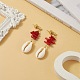 Dyed Chips Synthetic Coral Stud Earrings EJEW-TA00203-2