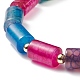 Natural Multi-Color Agate Column Beaded Stretch Bracelet BJEW-JB08658-01-4
