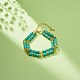 Synthetic Turquoise Beaded Double Line Multi-strand Bracelet BJEW-JB08668-2