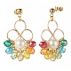 Boucles d'oreilles pendantes en perles de verre colorées pour filles EJEW-TA00010-3