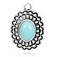 Oval Alloy Synthetical Turquoise Pendants PALLOY-M179-37-1