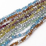 Fili di perle di vetro placcato, mezzo argento placcato, sfaccettato, rondelle, colore misto, 6x4mm, Foro: 1 mm, circa 95pcs/filo, 15.7 pollice