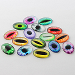 Adornos temáticos de ojo de dragón cabujones planos ovalados de cristal, color mezclado, 25x18x6mm