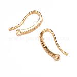 Brass Micro Pave Cubic Zirconia Earring Hooks, Ear Wire, with Horizontal Loop, Golden, 19x9x2mm, Hole: 1mm, 18 Gauge, Pin: 1mm
