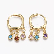 Серьги-кольца из латуни с микро-паве из фианита EJEW-L231-55G